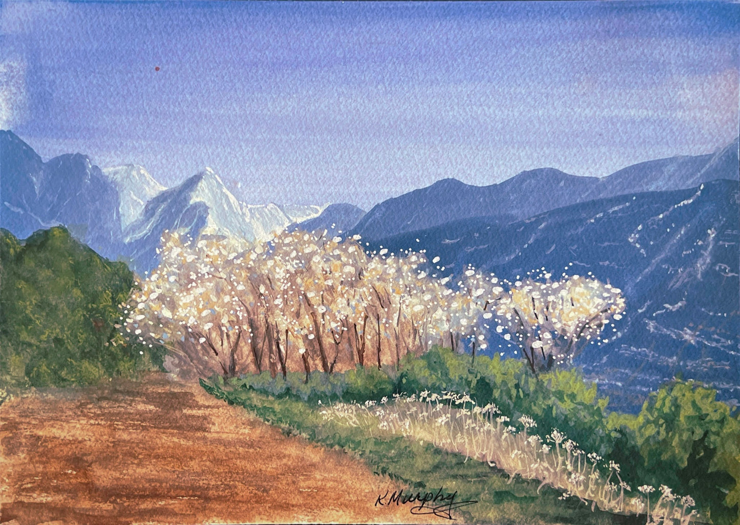 Along the Journey – Original 7x10 Gouache Colorado Landscape Painting, Matted