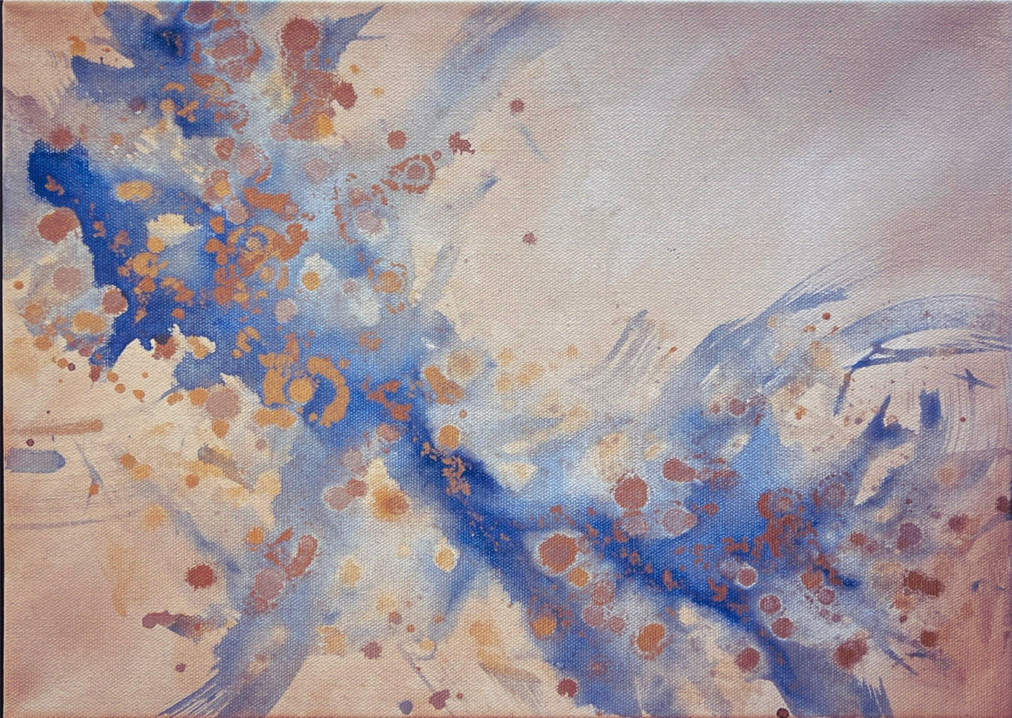 Wander – 12x16 Abstract Mixed Media Painting in Blues, Gold & Cream | Original Canvas Art
