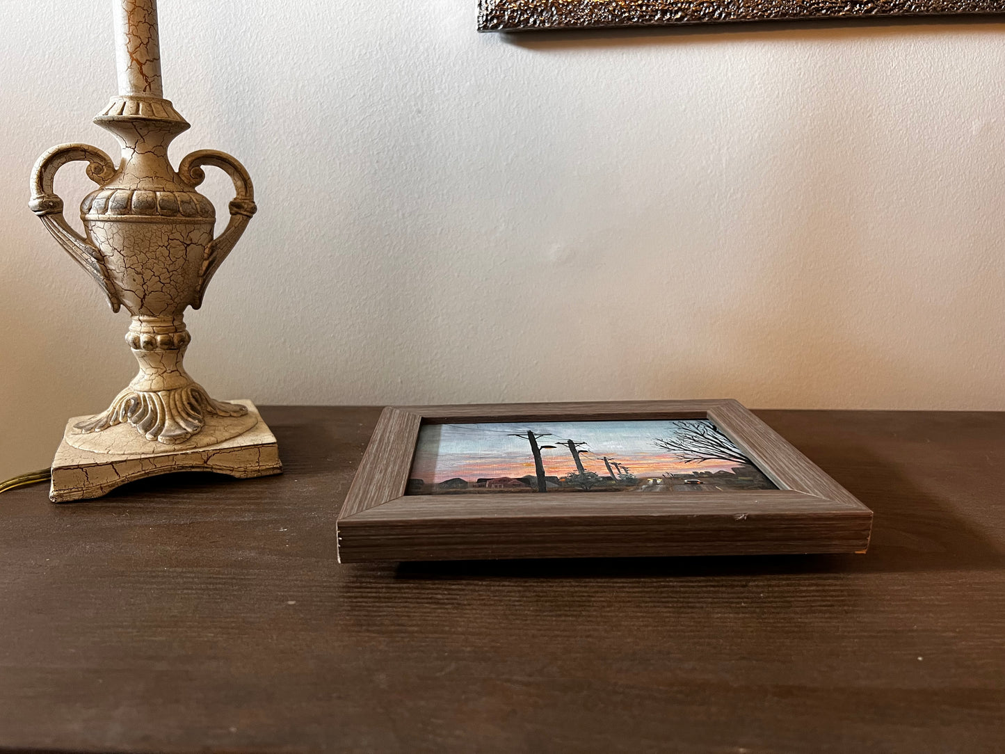 Evening Drive – Original 5x7 Oil Painting on Wood Cradle | Rural Sunset Art