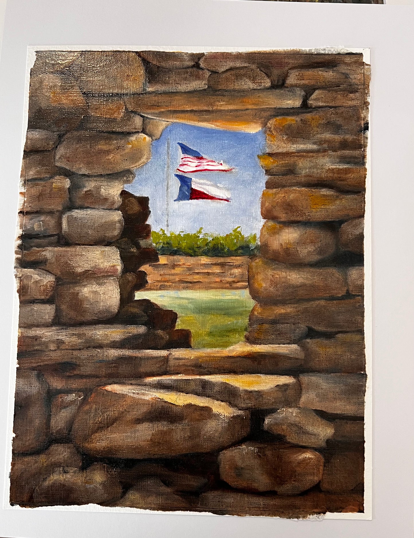 Held in Honor – Original Oil Painting on Cloth Paper | Patriotic Canyon Landscape Art