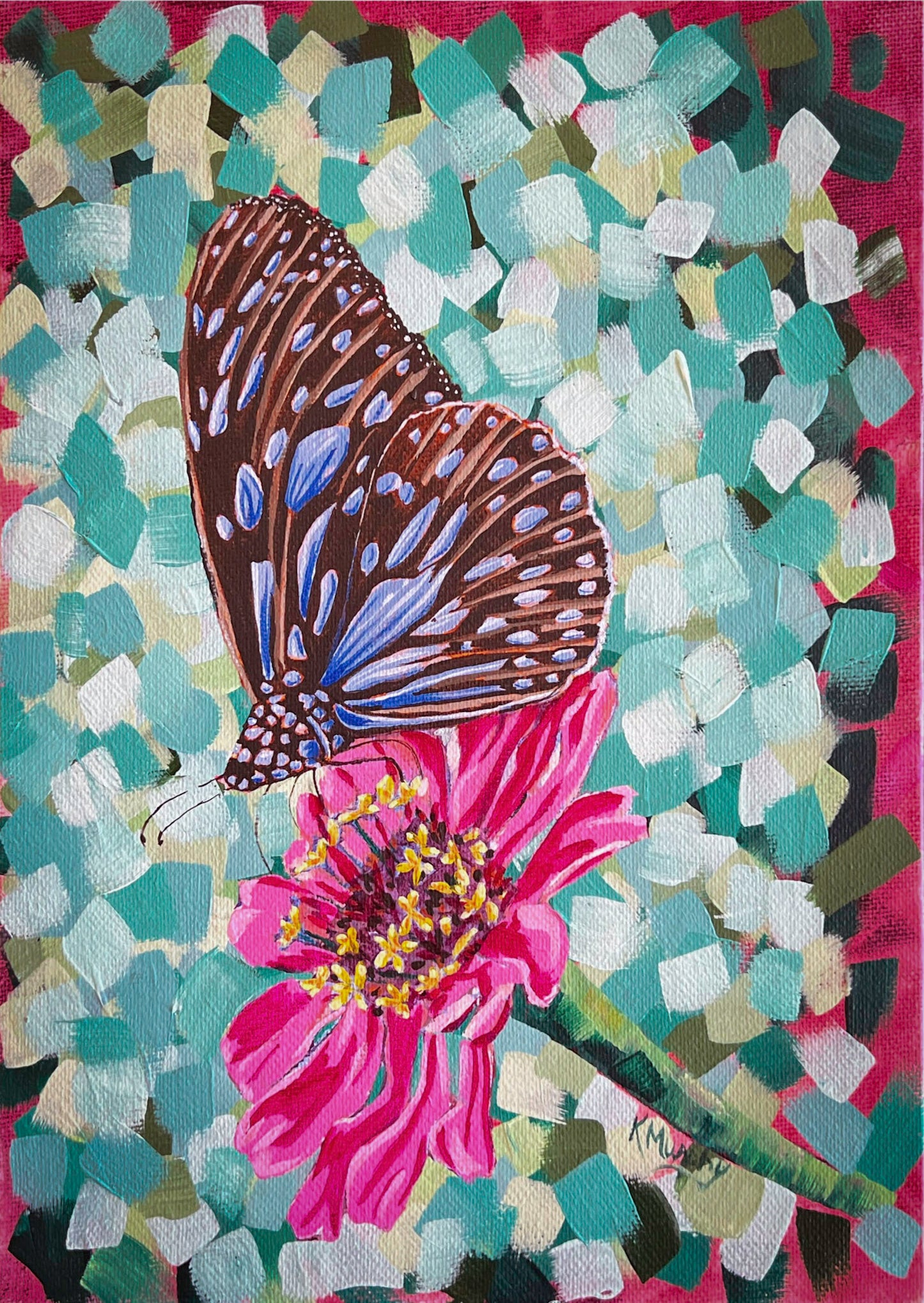 Butterfly on pink flower