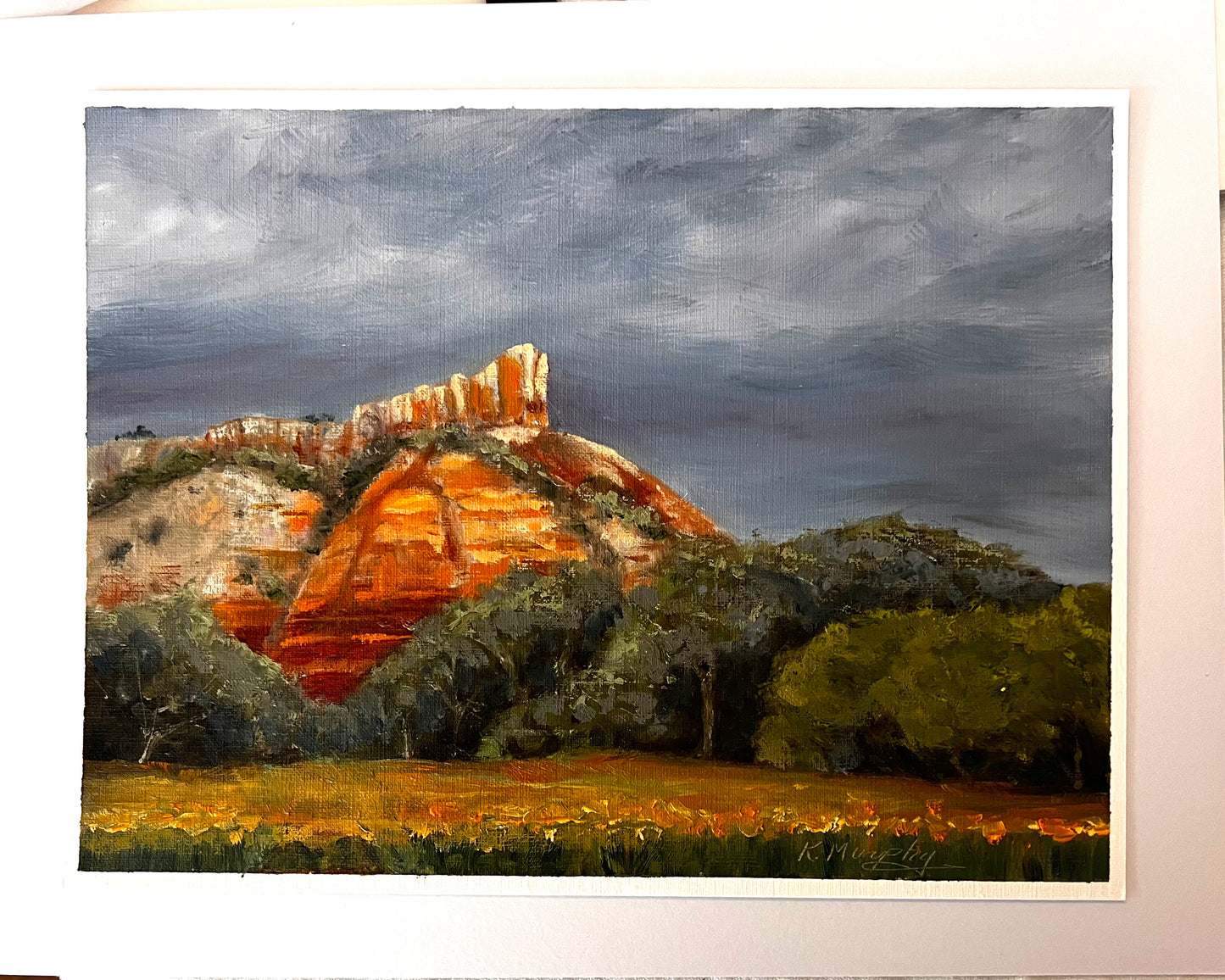 Timeless Layers – Original 9x12 Oil Painting on Cloth Paper | Canyon Landscape Art