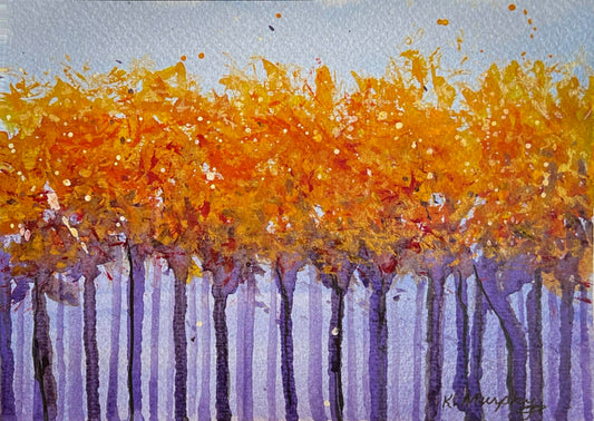 Morning Light – Original 5x7 Gouache Aspen Tree Painting, Matted to 8x10